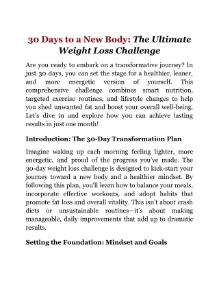 30 Days to a New Body_ The Ultimate Weight Loss Challenge