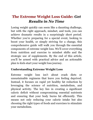 The Extreme Weight Loss Guide_ Get Results in No Time