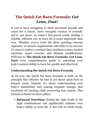 The Quick Fat Burn Formula_ Get Lean, Fast