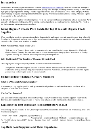 Going Organic? Choose Pitco Foods, the Top Wholesale Organic Foods Supplier