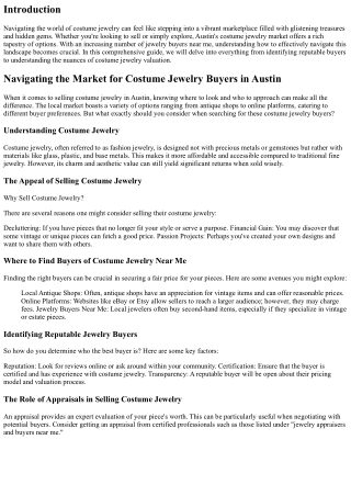 Navigating the Market for Costume Jewelry Buyers in Austin