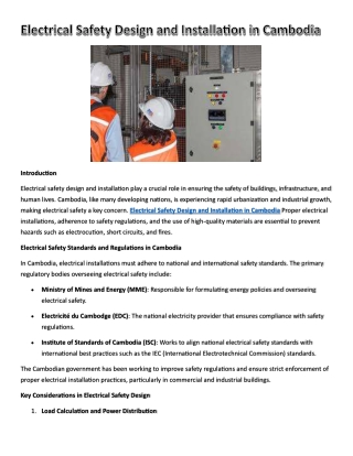 Electrical Safety Design and Installation in Cambodia