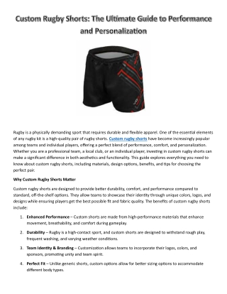 Custom Rugby Shorts: The Ultimate Guide to Performance and Personalization