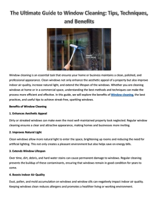 The Ultimate Guide to Window Cleaning