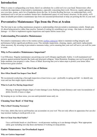 Preventative Maintenance Tips from the Pros at Avalon
