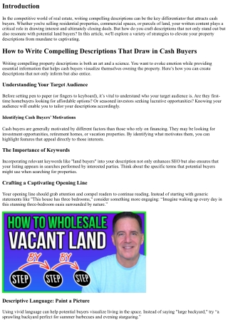 How to Write Compelling Descriptions That Draw in Cash Buyers