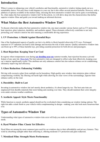 What Makes the Best Automotive Window Tint?