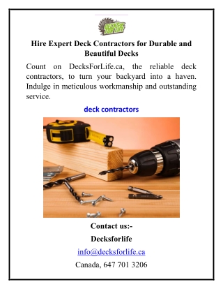 Hire Expert Deck Contractors for Durable and Beautiful Decks