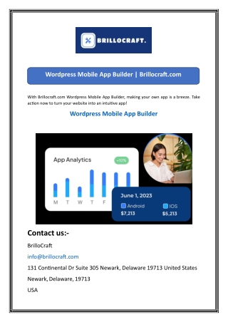 Wordpress Mobile App Builder  Brillocraft