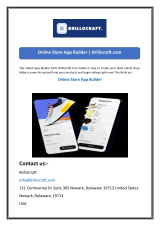 Online Store App Builder  Brillocraft