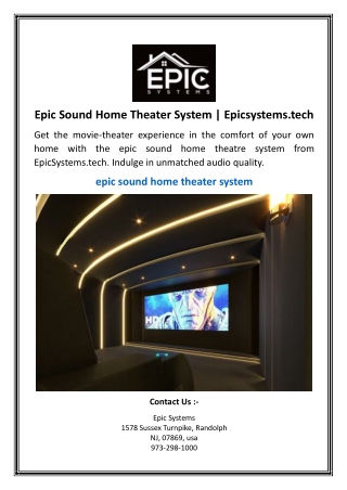 Epic Sound Home Theater System | Epicsystems.tech