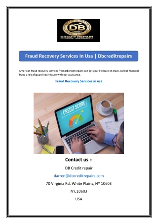 Fraud Recovery Services In Usa  Dbcreditrepairs
