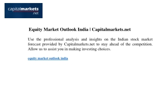 Equity Market Outlook India  Capitalmarkets.net