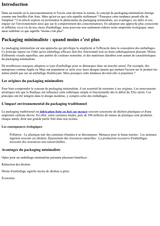 Packaging minimaliste : quand moins c’est plus