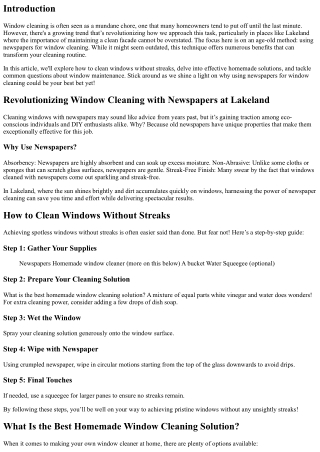 Revolutionizing Window Cleaning with Newspapers at Lakeland