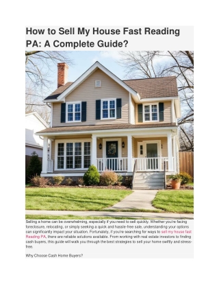 How to Sell My House Fast Reading PA_ A Complete Guide