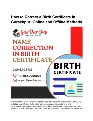 Correction in Birth Certificate in Gorakhpur