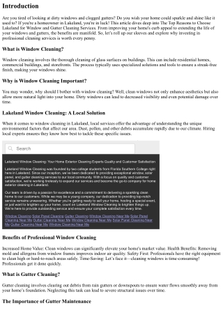 The Top Reasons to Choose Lakeland for Window and Gutter Cleaning Services