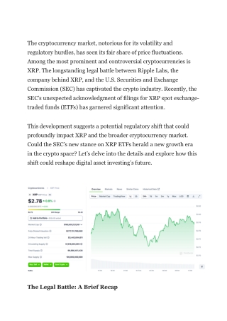 SEC’s Shift on XRP ETFs Unlock New Growth for Crypto Markets