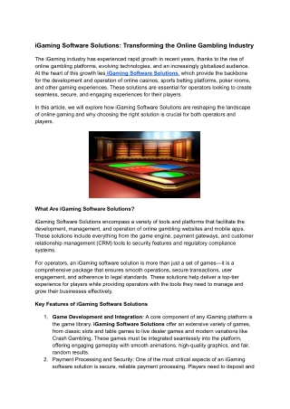 iGaming Software Solutions_