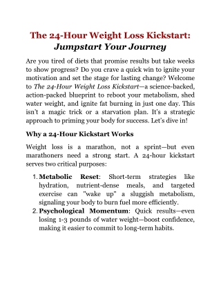 The 24-Hour Weight Loss Kickstart_ Jumpstart Your Journey