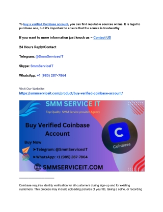 Buy Verified Coinbase Accounts~Everything You Need to Know