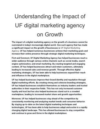 Understanding the Impact of UF digital marketing agency on Growth