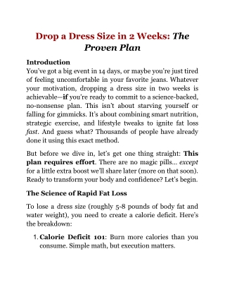 Drop a Dress Size in 2 Weeks_ The Proven Plan