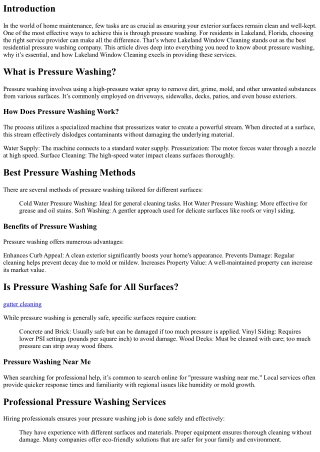 Why Lakeland Window Cleaning is the Best Residential Pressure Washing Company