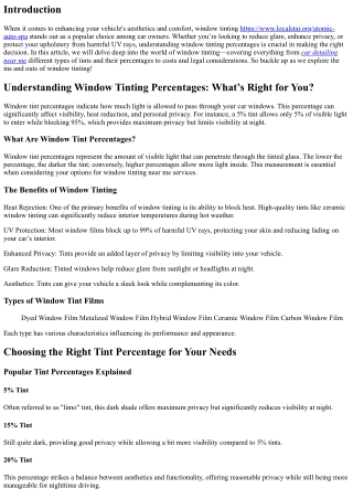 Understanding Window Tinting Percentages: What’s Right for You?