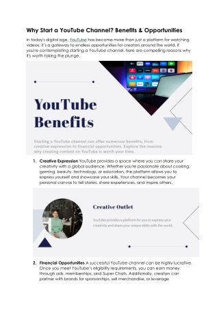 Why Start a YouTube Channel Benefits & Opportunities