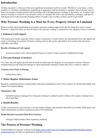 Why Pressure Washing is a Must for Every Property Owner in Lakeland