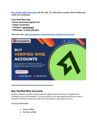 Top 7 Marketplace Best Sites To Buy verified Wise Accounts In This year