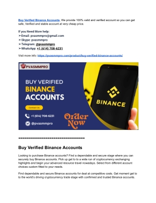 Top 12 Trustable Place to Buy Verified Binance Accounts - 100% Safe