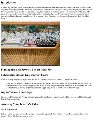 Finding the Best Jewelry Buyers Near Me: A Complete Guide for Austinites