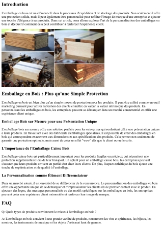 L'Art de la Personnalisation des Emballages en Bois