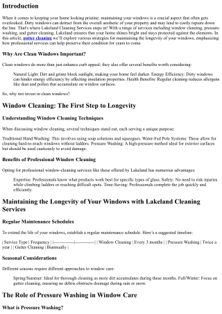 Maintaining the Longevity of Your Windows with Lakeland Cleaning Services