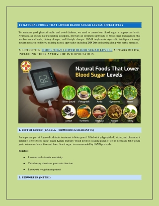 10 Natural Foods That Lower Blood Sugar Levels Effectively – An Ayurvedic Perspective