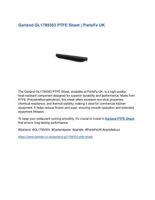 Garland GL1799303 PTFE Sheet _ PartsFe UK