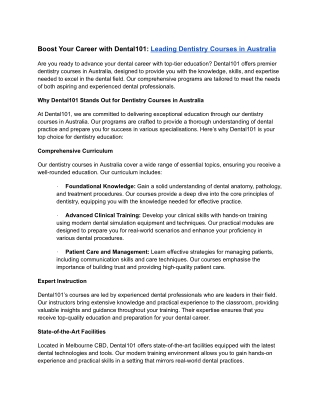 dentistry courses in  Australia  _ dental101 australia
