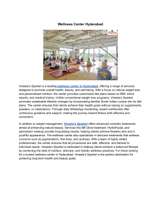 Wellness Center Hyderabad _ Vineela’s Sparkel Wellness Center