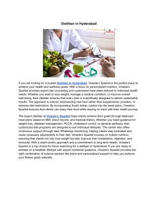 Dietitian hyderabad _ Vineela’s Sparkel Wellness Center