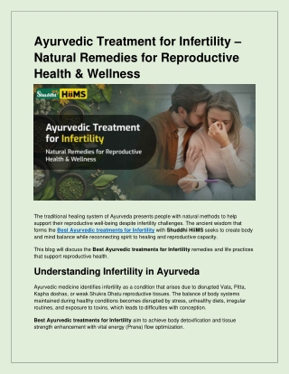 Ayurvedic Treatment for Infertility – Natural Remedies for Reproductive Health & Wellness