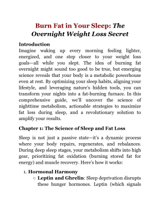 Burn Fat in Your Sleep_ The Overnight Weight Loss Secret