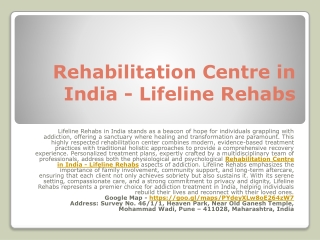Rehabilitation Centre in India - Lifeline Rehabs