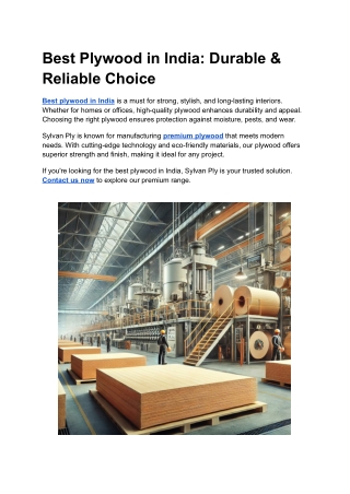 Best Plywood in India_ Durable & Reliable Choice