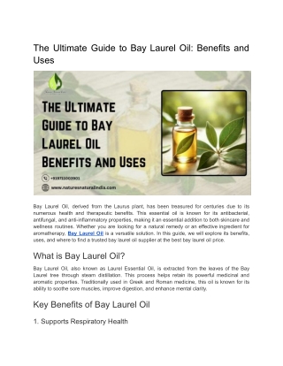 The Ultimate Guide to Bay Laurel Oil_ Benefits and Uses