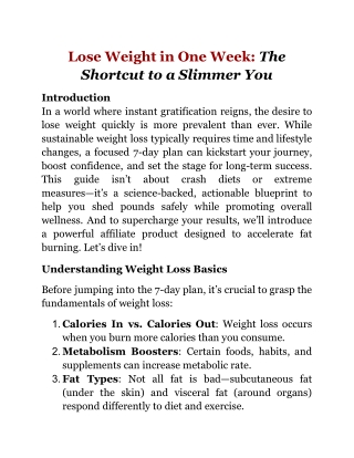 Lose Weight in One Week_ The Shortcut to a Slimmer You