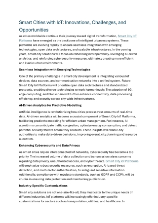 Smart Cities with IoT: Innovations, Challenges, and Opportunities