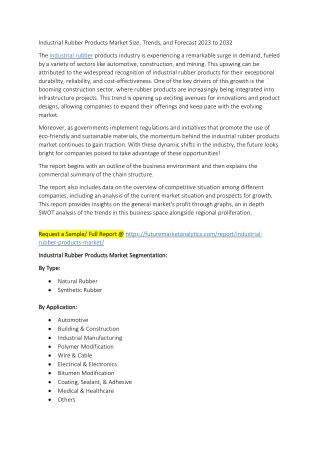 Industrial Rubber Products Market Size, Trends, and Forecast 2023 to 2032